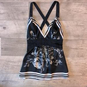 do & be Floral V-Neck Strappy Blouse